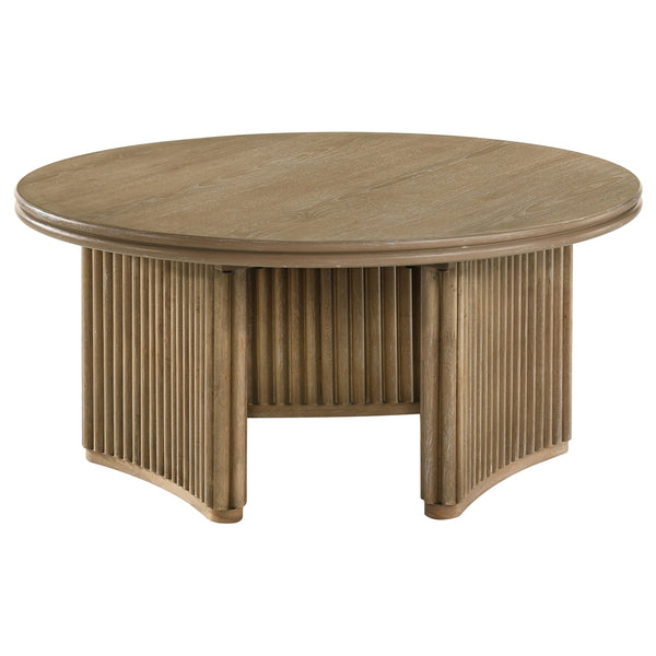 Coaster Adina 36-Inch Round Wood Coffee Table Distressed Light Brown