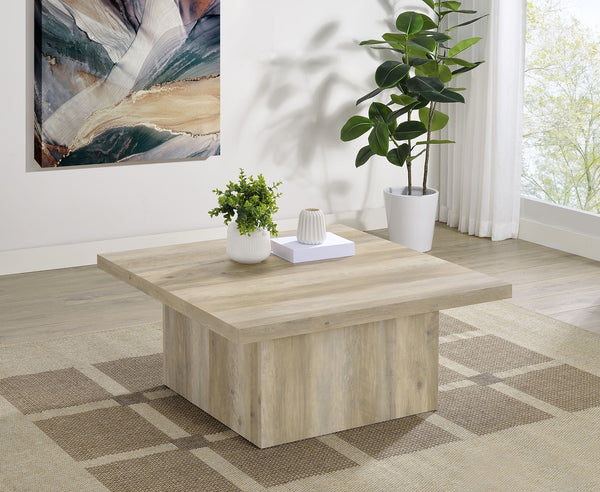 Coaster Devar Square Engineered Wood Coffee Table Distressed Pine