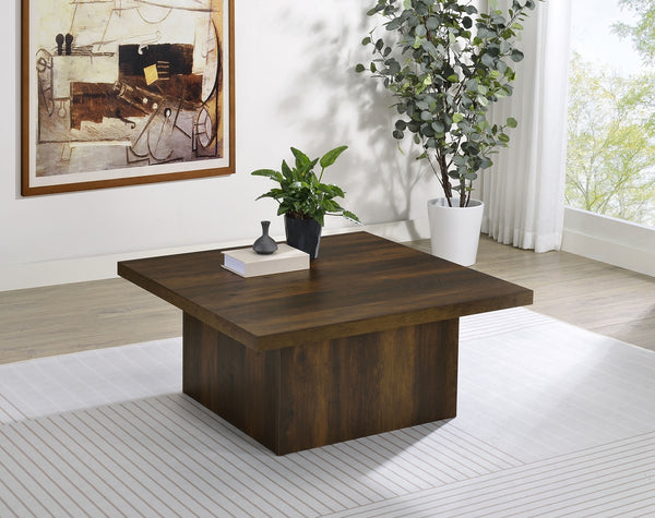 Coaster Devar Square Engineered Wood Cocktail Coffee Table Dark Pine