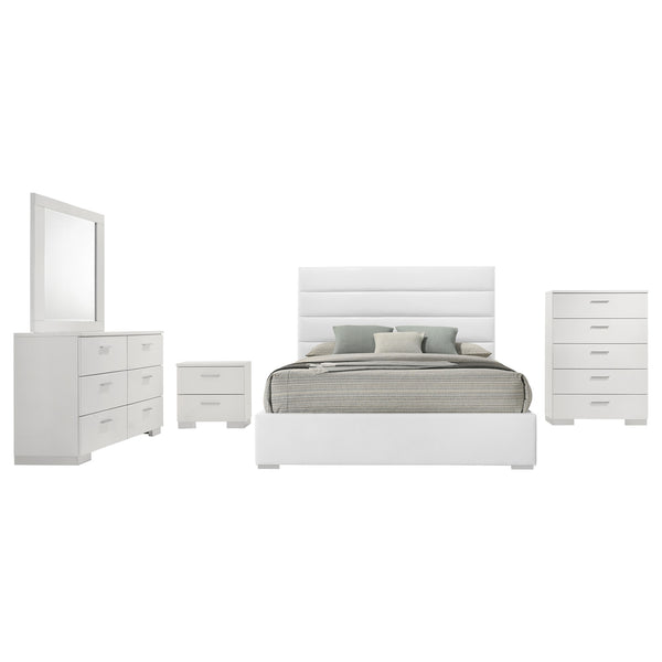 Coaster Felicity 5-Piece King Bedroom Set White High Gloss