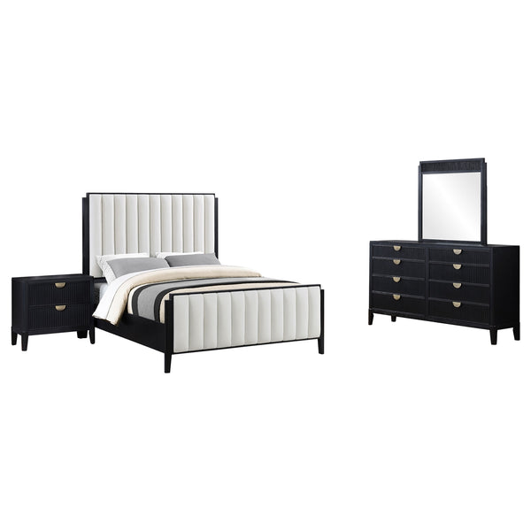Coaster Brookmead 4-Piece Upholstered King Bedroom Set Black