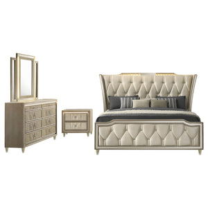 Coaster Lorient 4-Piece Queen Bedroom Set Ivory & Camel