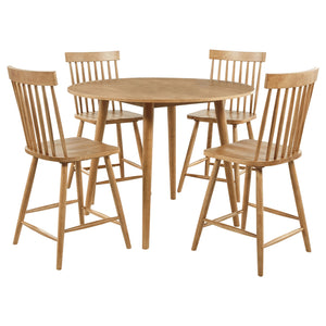 Coaster Andrews 5-Piece Round Counter Height Dining Set Light Ash