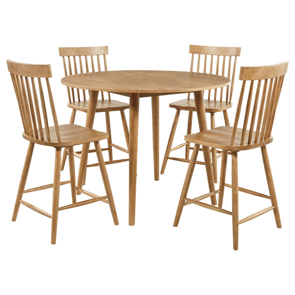 Coaster Andrews 5-Piece Round Counter Height Dining Set Light Ash