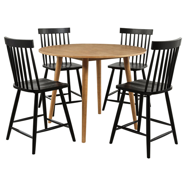 Coaster Andrews 5-Piece Round Counter Dining Set Light Ash & Black