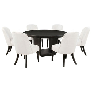 Coaster Leandro 7-Piece Round Dining Table Set Burnished Black