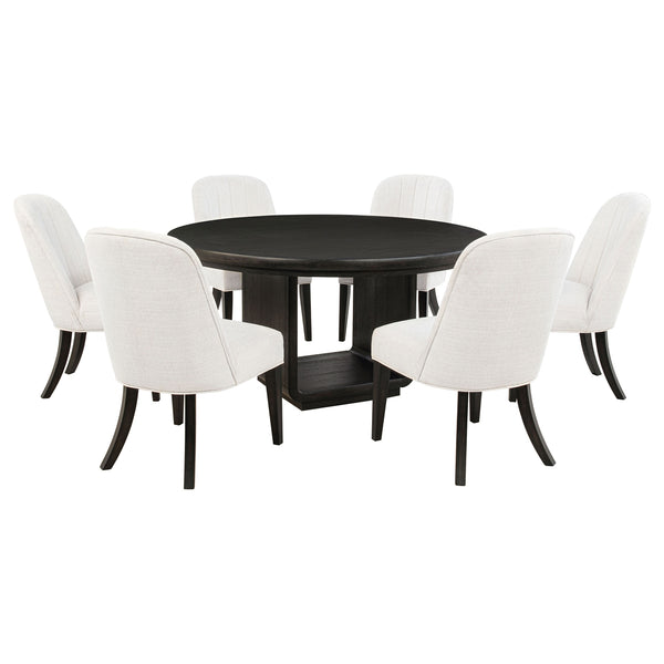 Coaster Leandro 7-Piece Round Dining Table Set Burnished Black