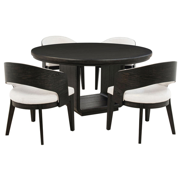 Coaster Leandro 5-Piece Round Dining Table Set Burnished Black