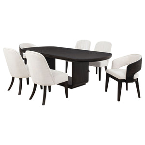 Coaster Leandro 7-Piece Rectangular Dining Table Set Burnished Black