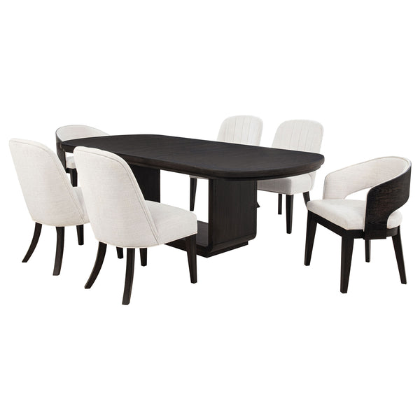 Coaster Leandro 7-Piece Rectangular Dining Table Set Burnished Black