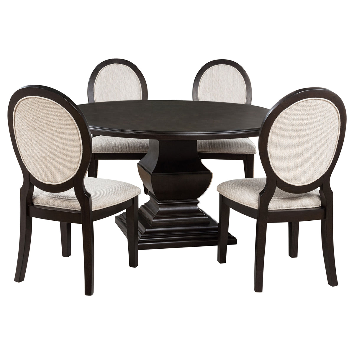 Coaster Twyla 5-Piece Round Wood Dining Room Table Set Dark Cocoa