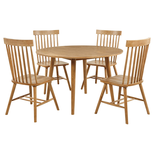 Coaster Andrews 5-Piece Round Wood Dining Room Table Set Light Ash