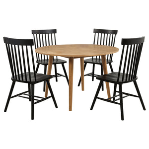 Coaster Andrews 5-Piece Round Dining Table Set Light Ash & Black