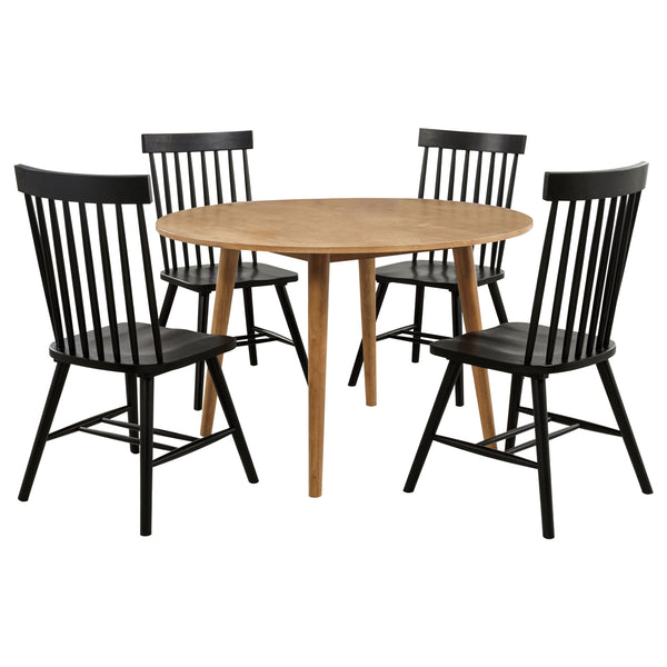 Coaster Andrews 5-Piece Round Dining Table Set Light Ash & Black