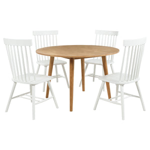 Coaster Andrews 5-Piece Round Dining Table Set Light Ash & White