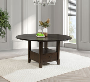 Coaster Twyla 60-Inch Round Dining Table With Drawer Dark Cocoa