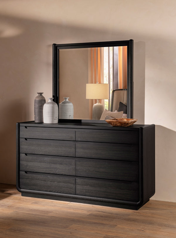 Coaster Leandro 8-Drawer Bedroom Dresser With Mirror Burnished Black