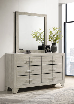 Coaster Trenton 6-Drawer Bedroom Dresser With Mirror Rustic Cream