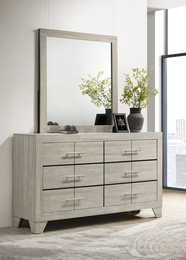 Coaster Trenton 6-Drawer Bedroom Dresser With Mirror Rustic Cream