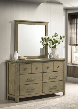 Coaster Hazlewood 6-Drawer Bedroom Dresser With Mirror Vineyard Oak