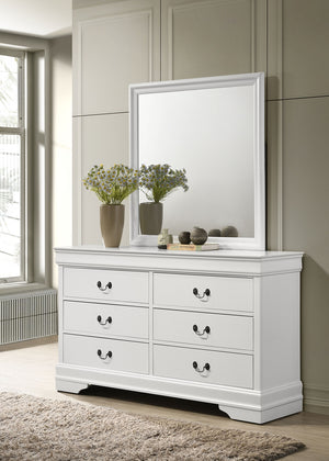 Coaster Louis Philippe 6-Drawer Dresser & Mirror White