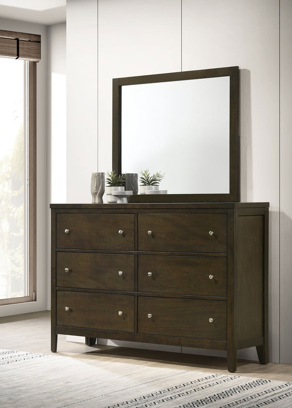 Coaster Wilkes 6-Drawer Dresser & Mirror Dark Cocoa