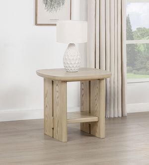 Coaster Kailani Coastal Square End Side Table With Shelf Beige Oak