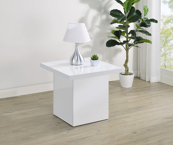 Coaster Devar Square Engineered Wood Side End Table White High Gloss