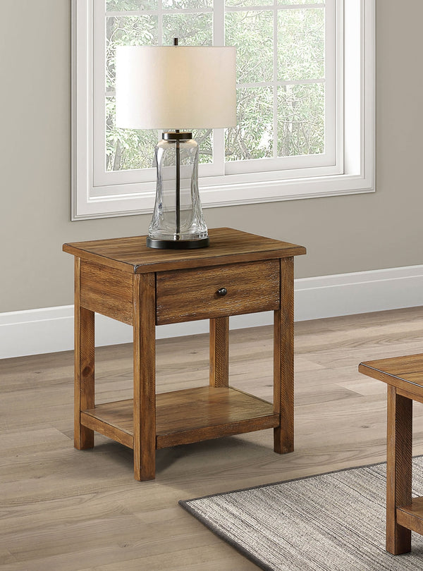 Coaster Payne 1-Drawer Wood End Table With Shelf Distressed Brown