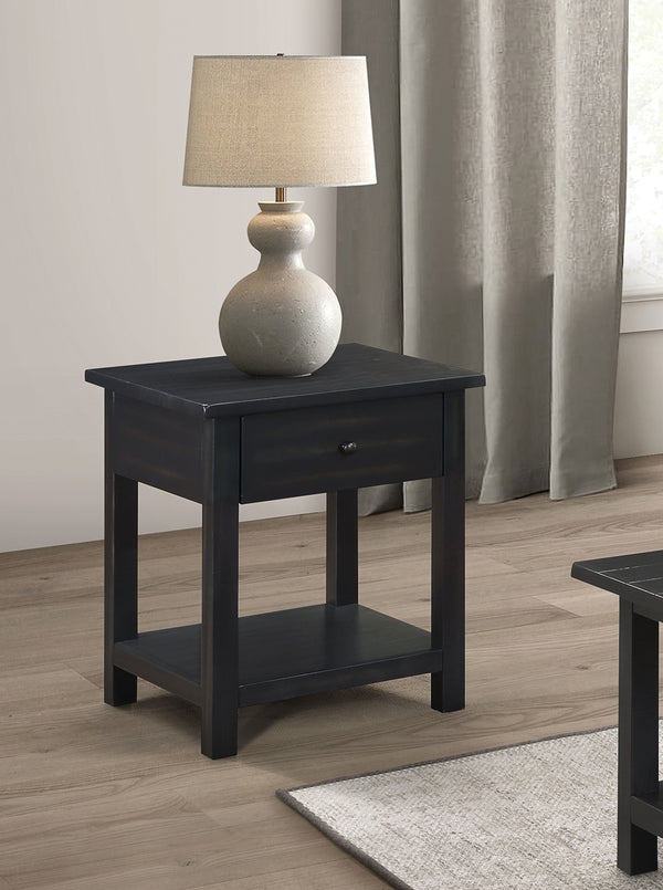 Coaster Payne 1-Drawer Wood End Table With Shelf Distressed Java