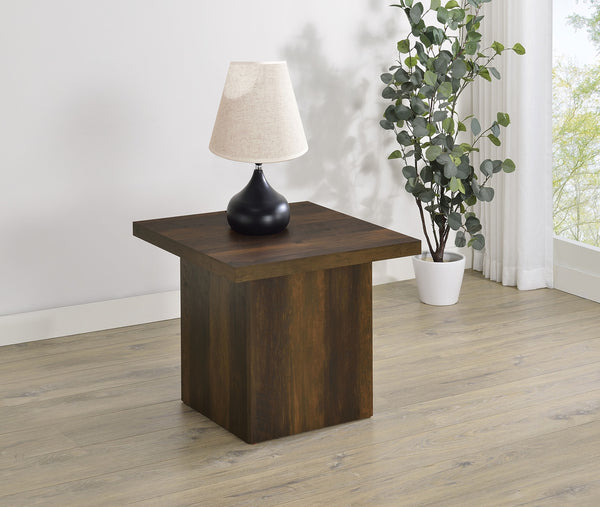 Coaster Devar Square Engineered Wood Side End Table Dark Pine