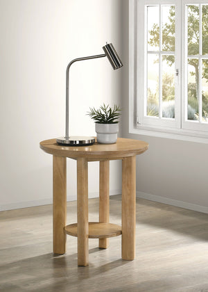 Coaster Ottowa Round Wood Side End Table With Shelf Washed Oak