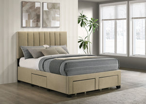 Coaster Wheatland 4-Drawer Upholstered Full Storage Bed Light Brown