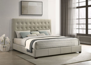 Coaster Medley Genuine Leather King Platform Bed Tan
