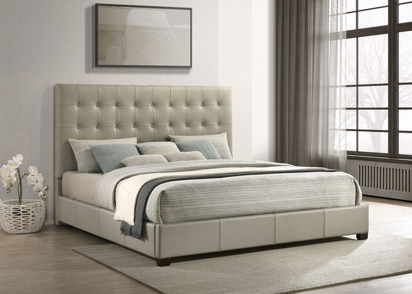 Coaster Medley Genuine Leather King Platform Bed Tan