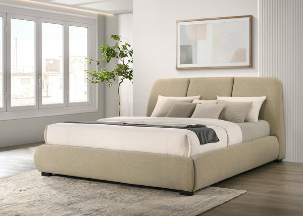 Coaster Mokena 46-Inch Upholstered King Platform Bed Brown
