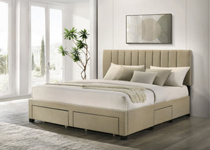 Coaster Wheatland 4-Drawer Upholstered King Storage Bed Brown