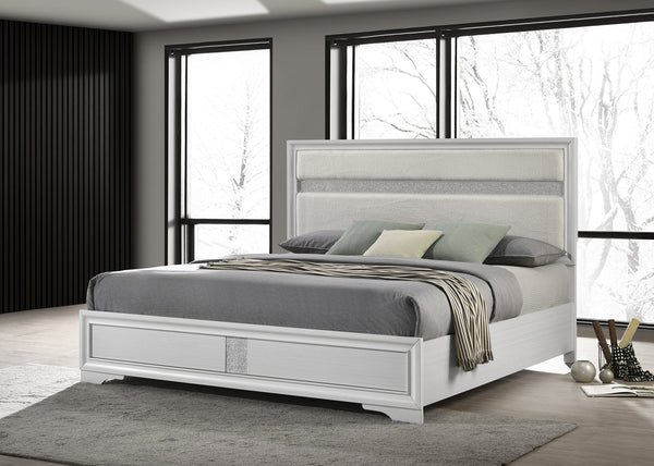Coaster Miranda 54-Inch Upholstered King Panel Bed White