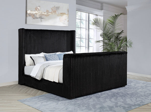 Coaster Centergrove Upholstered King Wingback Tv Bed Black