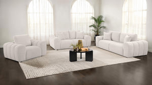 Coaster Burnett 3-Piece Chenille Upholstered Sofa Set Ivory