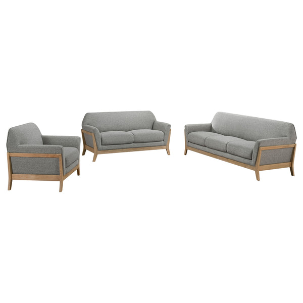 Coaster Vaughn 3-Piece Fabric Upholstered Flared Arm Sofa Set Grey
