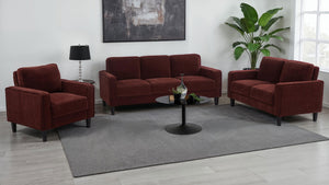 Coaster Ruth 3-Piece Fabric Upholstered Track Arm Sofa Rust Red