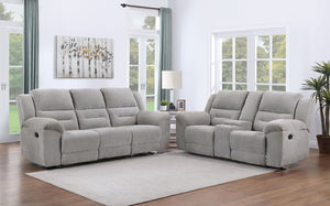 Coaster Gilson 2-Piece Chenille Upholstered Reclining Sofa Set Grey