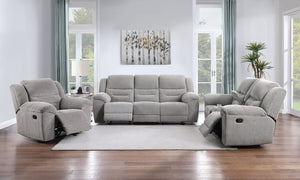 Coaster Gilson 3-Piece Chenille Upholstered Reclining Sofa Set Grey