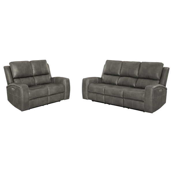 Coaster Brickston 2-Piece Triple Power Reclining Sofa Set Charcoal