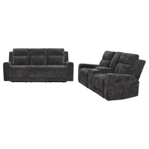 Coaster Kennett 2-Piece Chenille Power Reclining Sofa Set Dark Grey