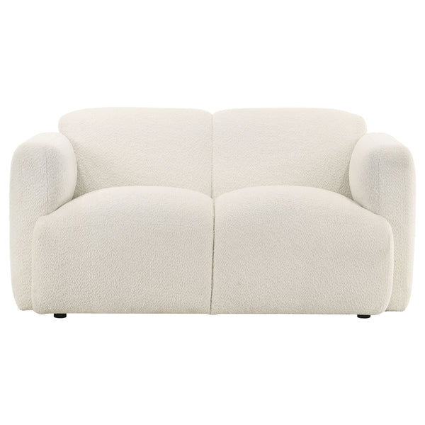 Coaster Dorset Fabric Upholstered Round Track Arm Loveseat White