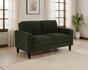 Coaster Ruth Fabric Upholstered Track Arm Loveseat Matcha Green