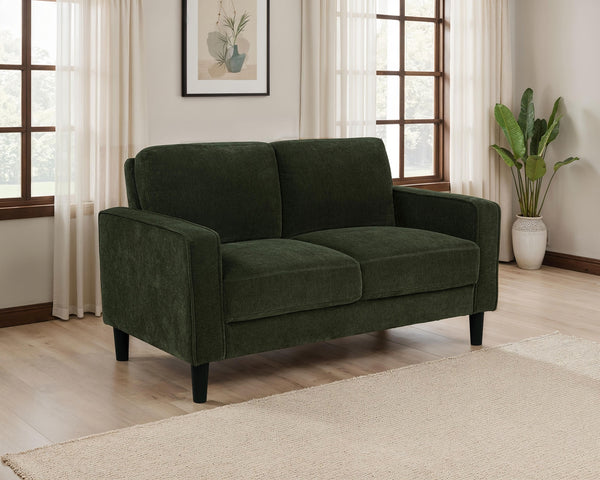 Coaster Ruth Fabric Upholstered Track Arm Loveseat Matcha Green