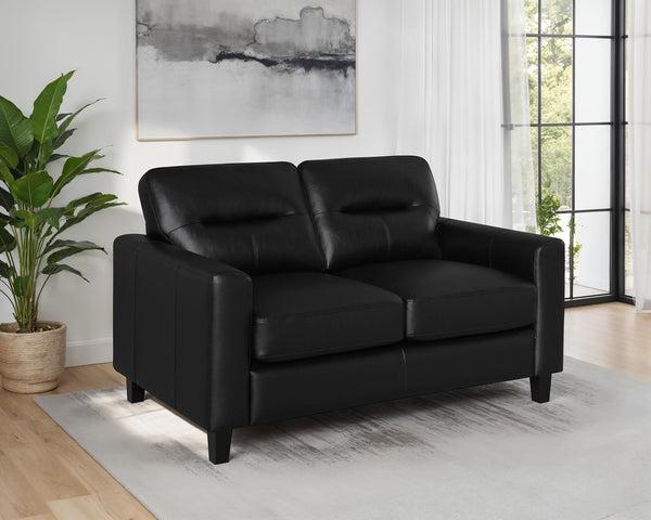 Coaster Scotland Faux Leather Upholstered Track Arm Loveseat Black